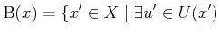 $\displaystyle \operatorname{B}(x) = \{x' \in X \;\vert\; \exists u' \in U(x')$