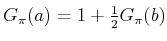 $\displaystyle G_\pi (a) = 1 + \begin{matrix}\frac{1}{2} \end{matrix}G_\pi (b)$