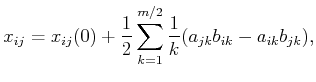 $\displaystyle x_{ij} = x_{ij}(0) + \frac{1}{2} \sum_{k=1}^{m/2} \frac{1}{k} (a_{jk} b_{ik} - a_{ik} b_{jk}) ,$