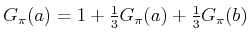 $\displaystyle G_\pi (a) = 1 + \begin{matrix}\frac{1}{3} \end{matrix} G_\pi (a) + \begin{matrix}\frac{1}{3} \end{matrix} G_\pi (b)$