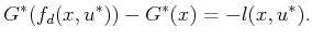 $\displaystyle G^*(f_d(x,u^*)) - G^*(x) = -l(x,u^*) .$
